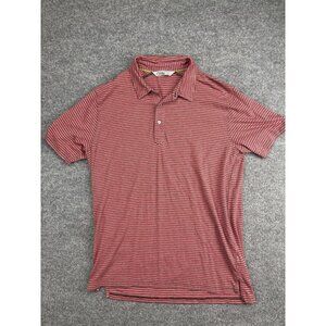 Tasc Performance Polo Shirt Mens Large Red Gray Stripe Bamboo Blend Golf